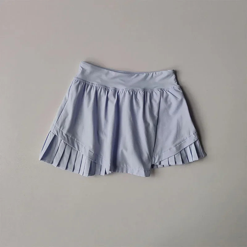 High Waisted Sports Short Skirt Summer New Style Cool Anti Glare Including Lined Shorts Fitness Yoga Quick Drying Pleated Skirt