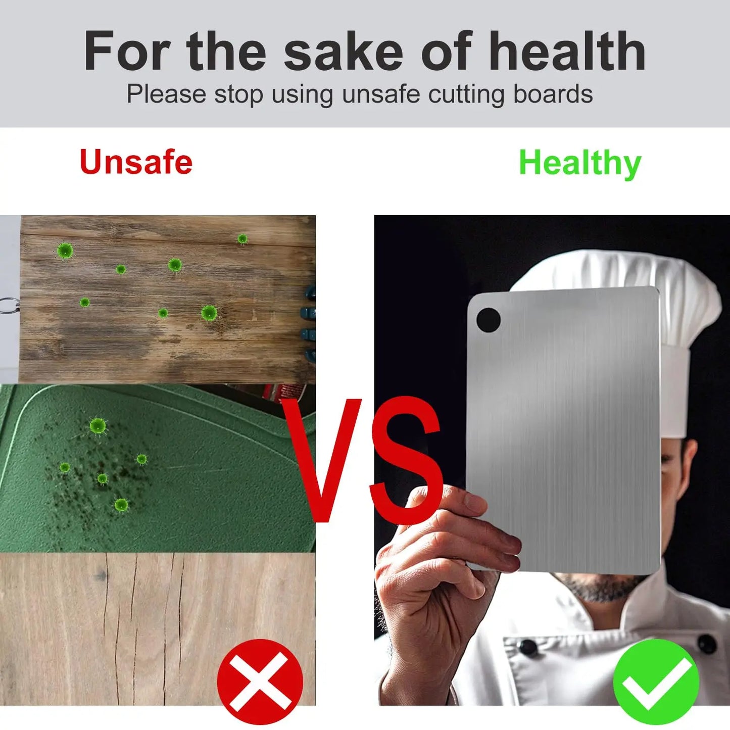 Titanium Cutting Board - Double-Sided Stainless Steel Chopping Board for Meat Fruit - ZOOMNSTORE