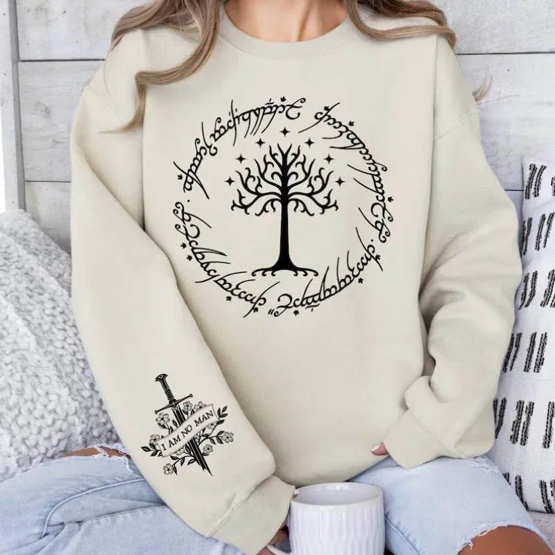 Tolkien Sweatshirt, Broken Blade Hooded Unisex Hoody FAN Nerdy Gift Tree Print Christmas Sweatshirts Winter Long Sleeve Pullover