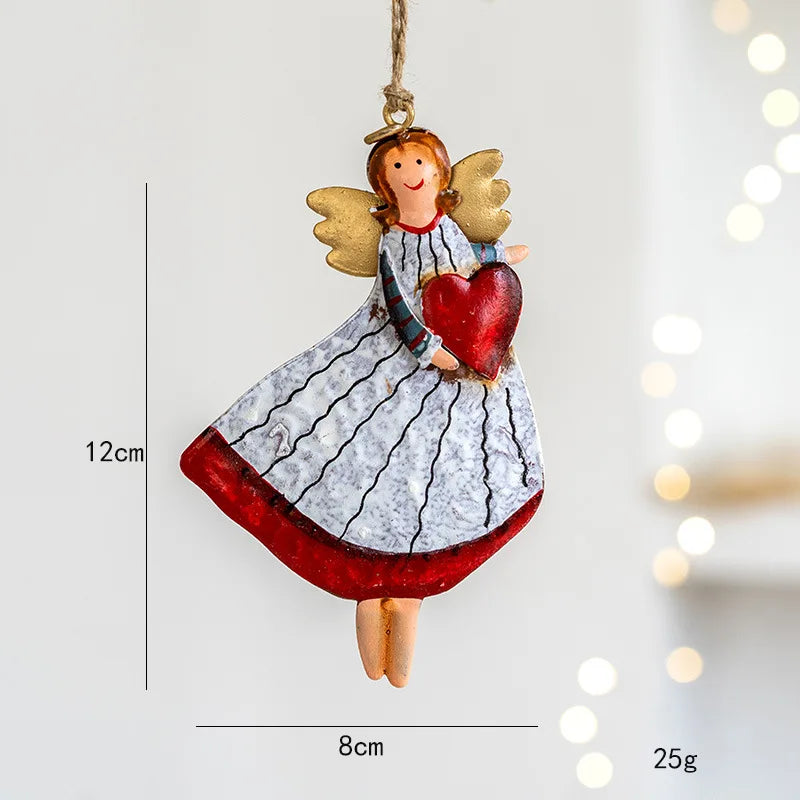 Retro Iron Christmas Angel Pendant - Country Tree Decoration - ZOOMNSTORE