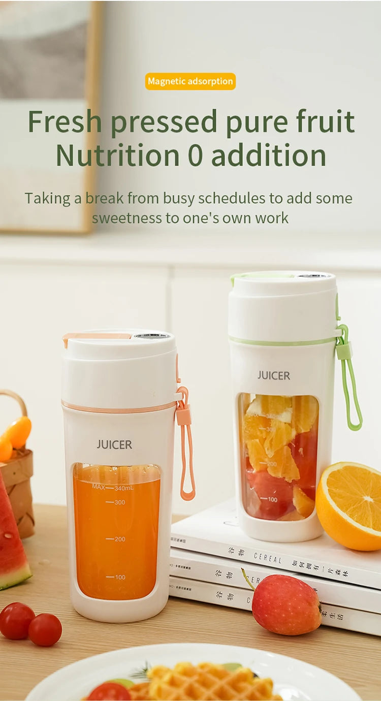 Portable Mini Electric Juicer - Multifunction Fruit Blender with 6 Blades Smoothie Maker 1200mAh