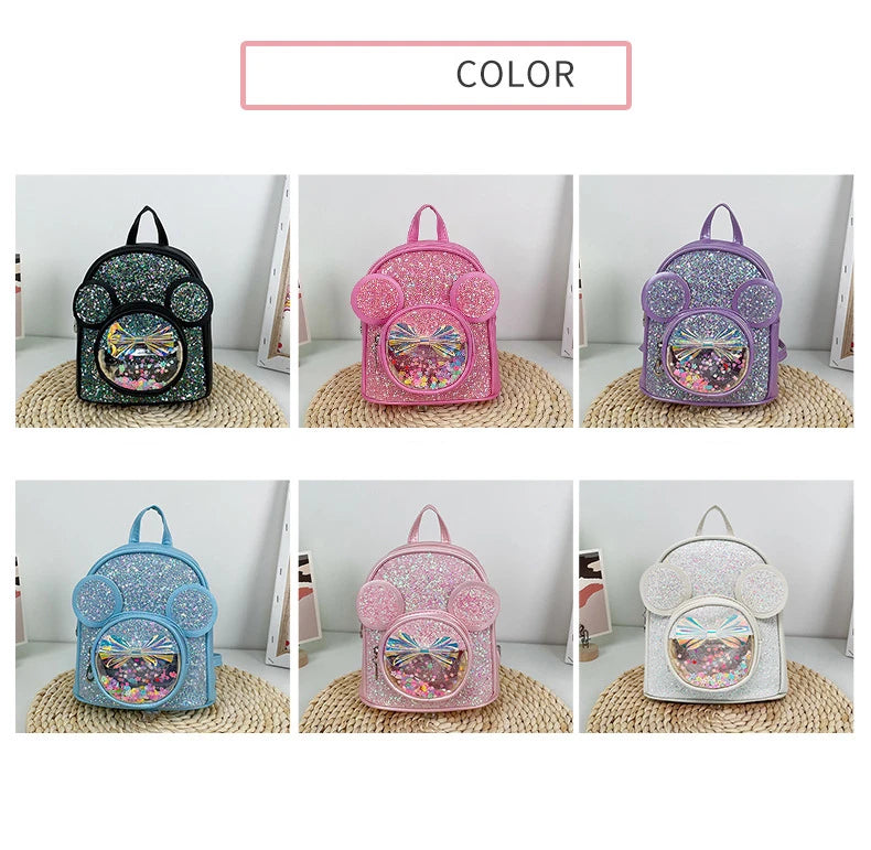 Cute Sequin Backpack for Girls - Cartoon Princess Kindergarten Schoolbag - ZOOMNSTORE