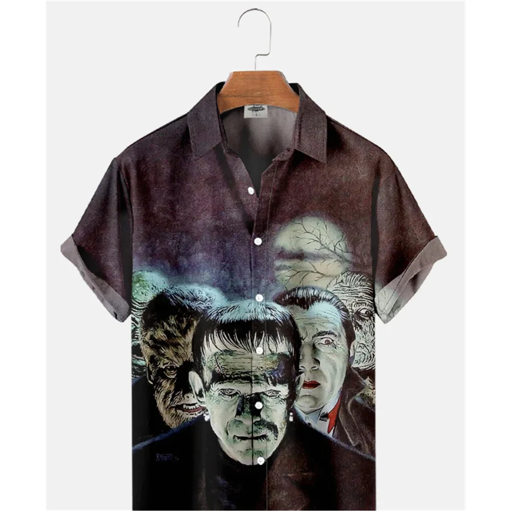 Retro Movie Character Shirt - Casual Summer Short Sleeve Hawaiian Top for Men - ZOOMNSTORE