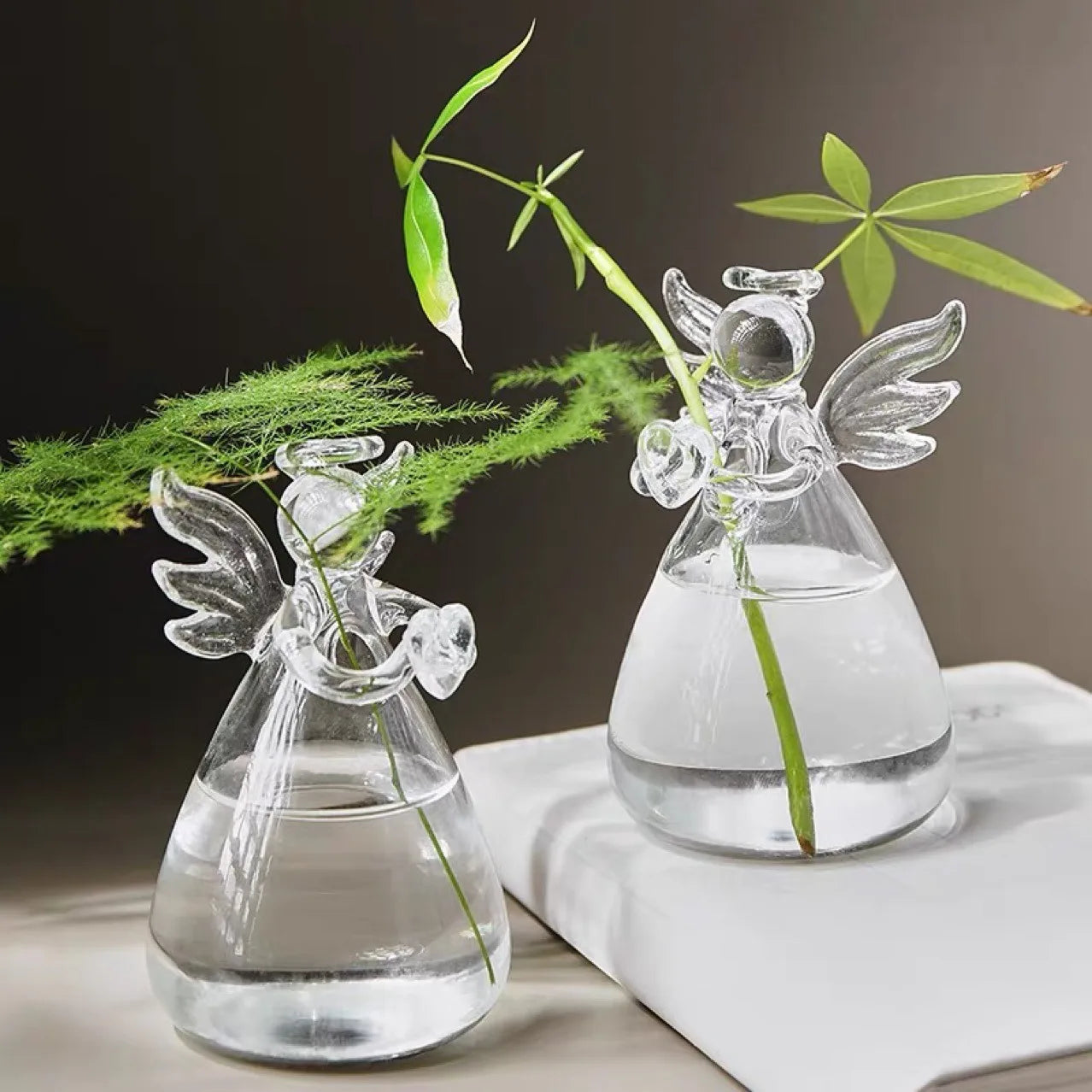Handmade Angel Glass Vase - Mini Crystal Tabletop Decor for Home Office Wedding Gift - ZOOMNSTORE