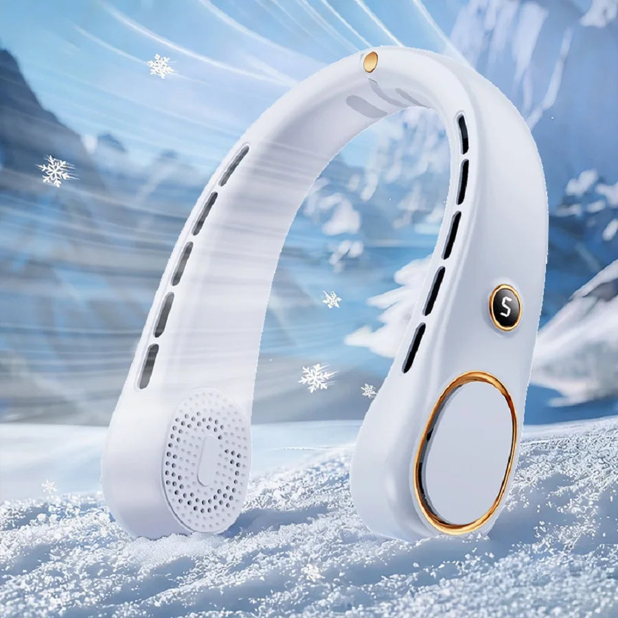 Portable Neck Fan, Hands Free Bladeless Fan, 5 Speeds, 3000 mAh Battery Operated Wearable Personal Fan, Twistable, Rechargeable