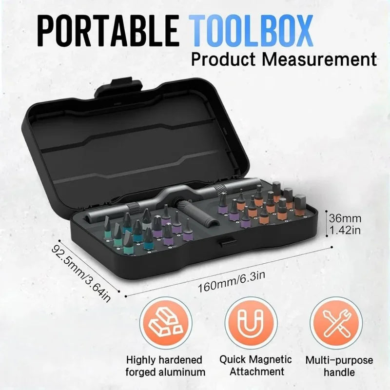 Multifunctional 24-in-1 Ratchet Screwdriver Set - Compact Portable Tool with Removable T-Handle and Magnetic Bits - ZOOMNSTORE