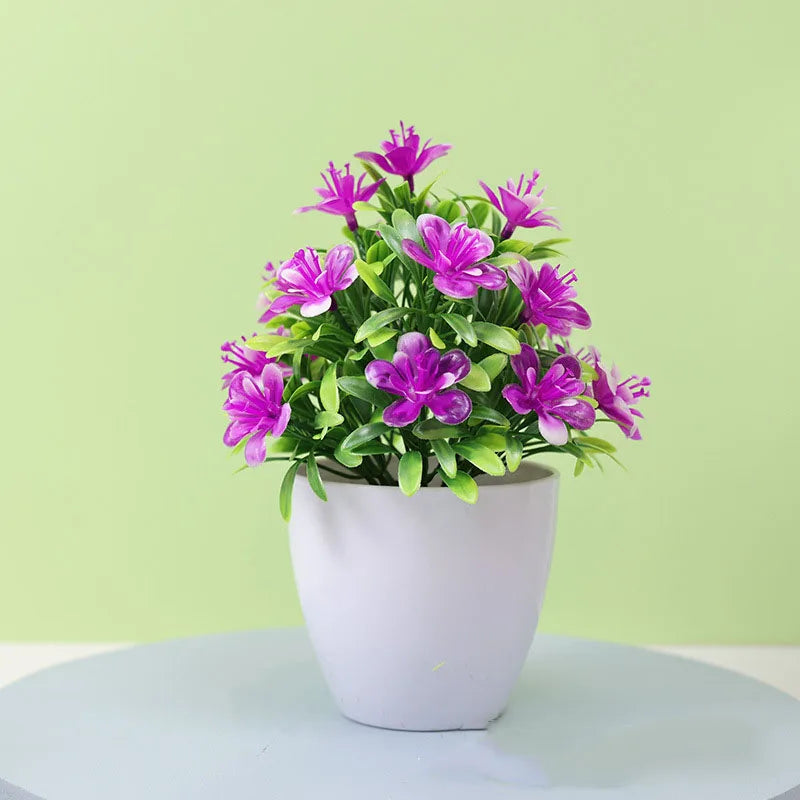 Artificial Bonsai Plant - Small Potted Flower Ornament for Home Wedding Office Decor