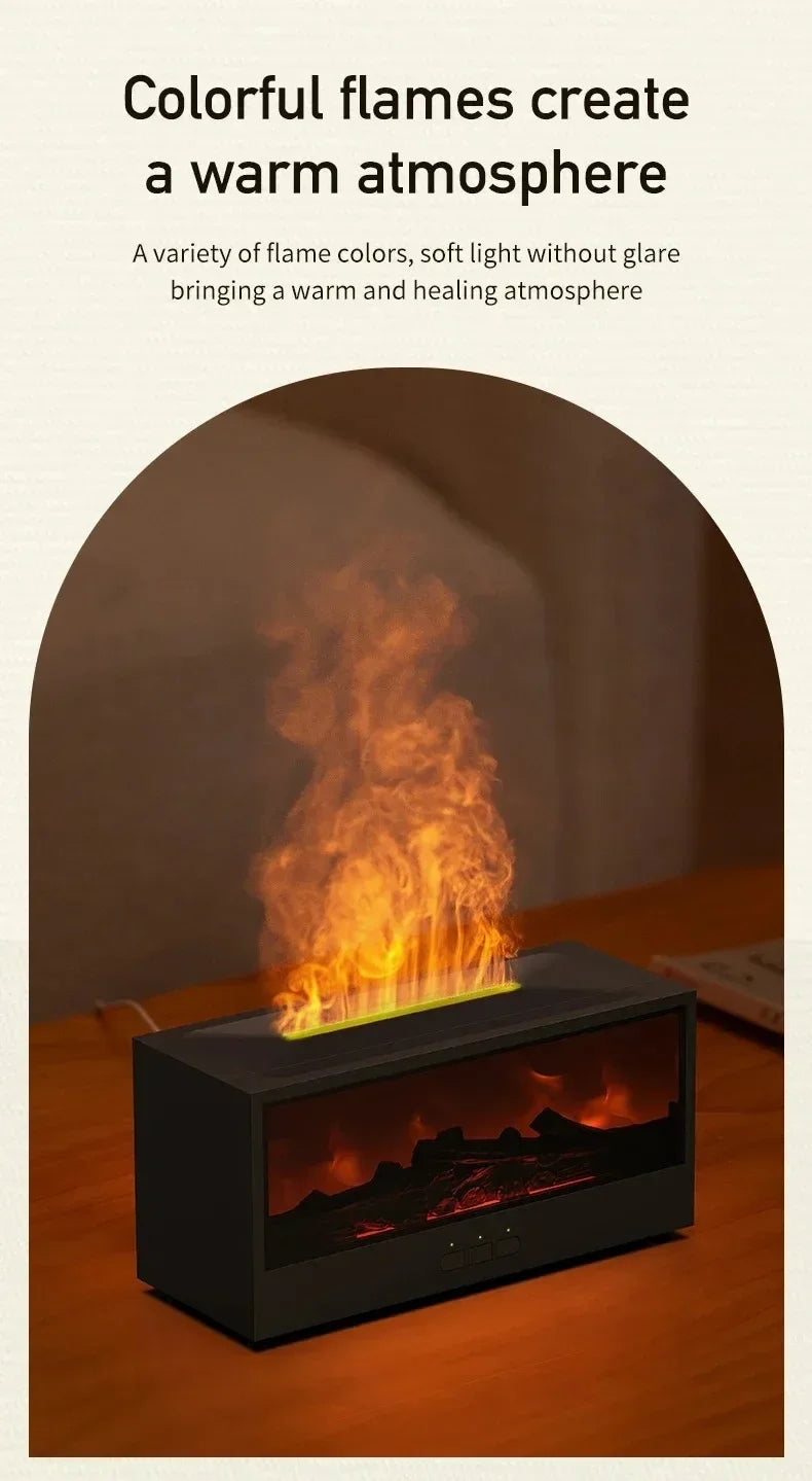 3D Flame Aromatherapy Diffuser - Essential Oil Humidifier with Color Lighting Remote Control