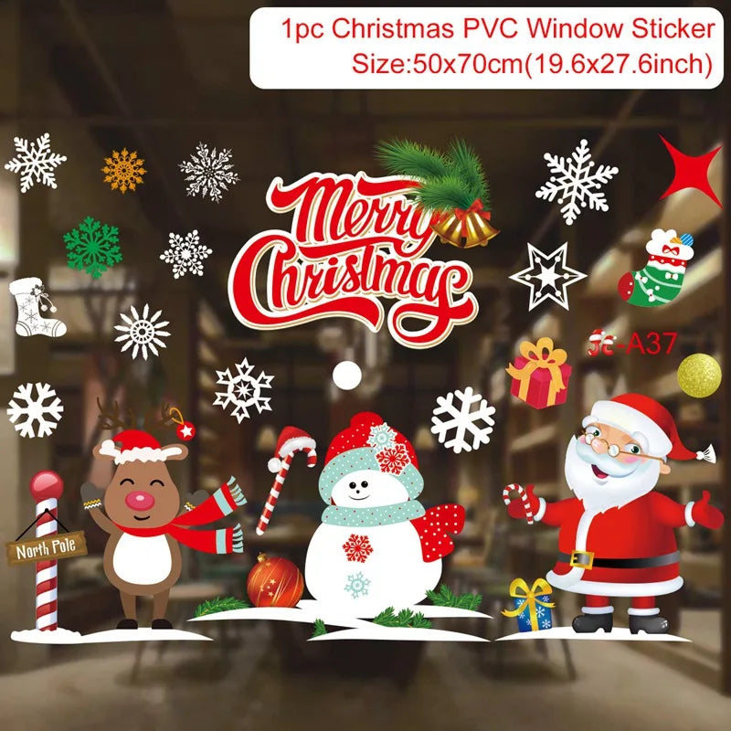 Merry Christmas Window Sticker - Holiday Home Decorations 2024-2025