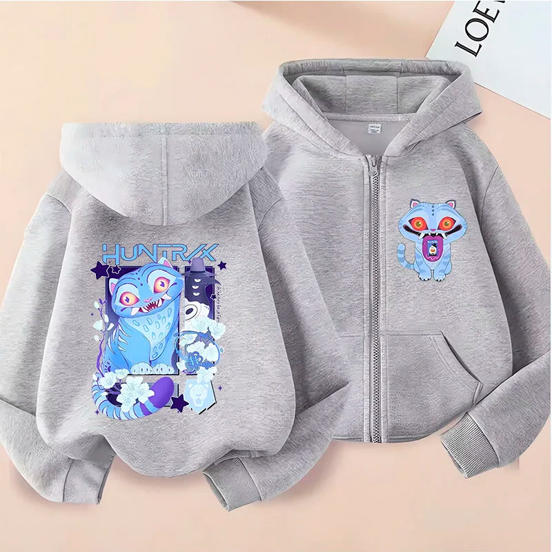 Kids Tiger Hoodie - Kpop Demon Hunters Zip Up Sweatshirt for Boys and Girls - ZOOMNSTORE