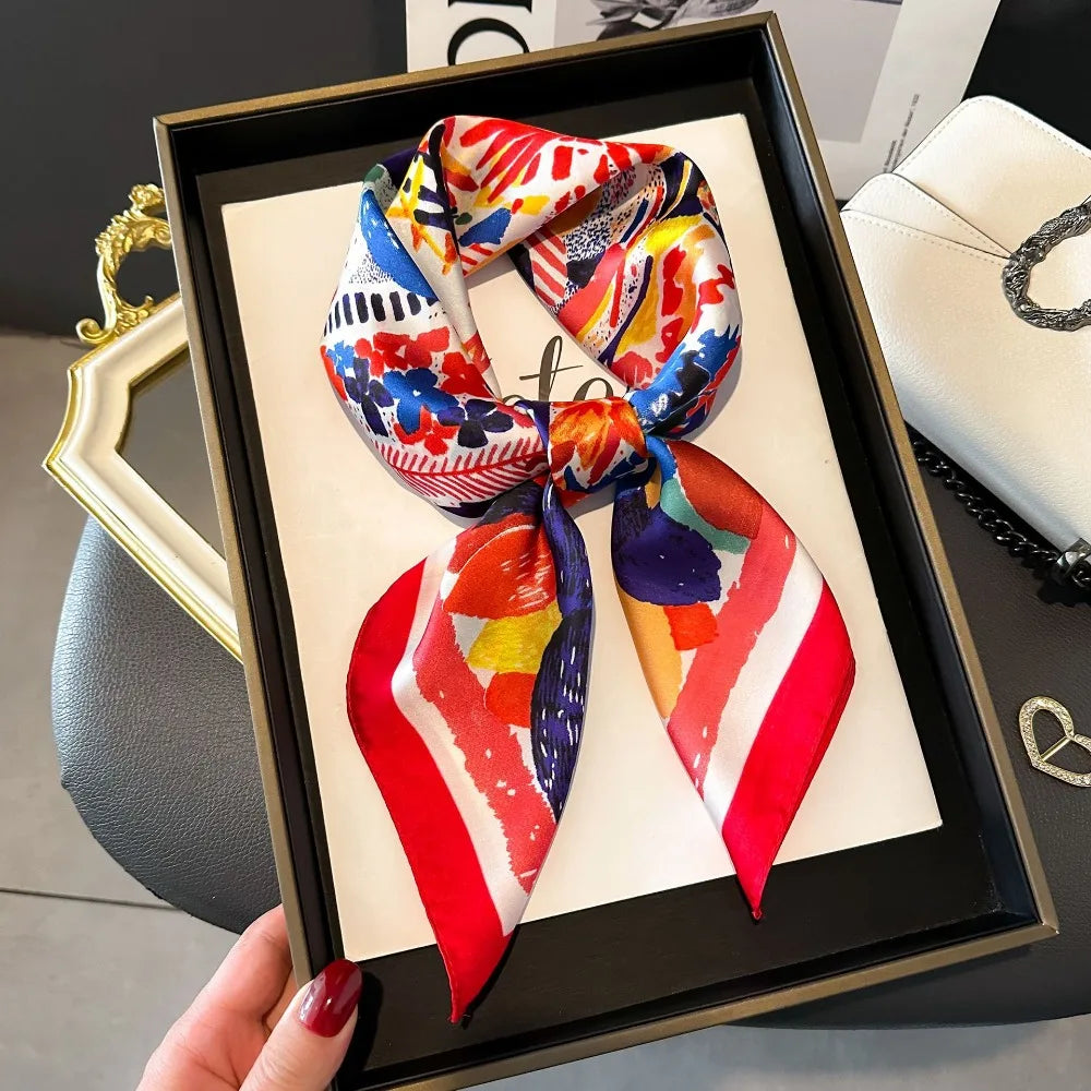Luxury Silk Square Scarf - Womens Satin Neckerchief Hair Wrap 2023