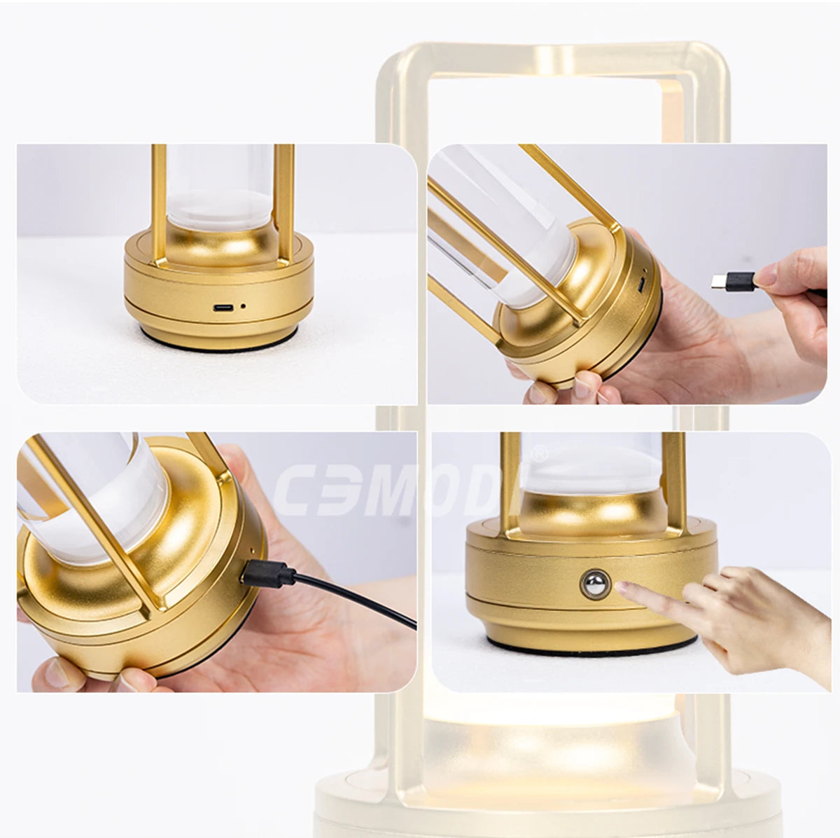 Rechargeable LED Crystal Touch Table Lamp - Decorative Bedroom Restaurant Night Light - ZOOMNSTORE