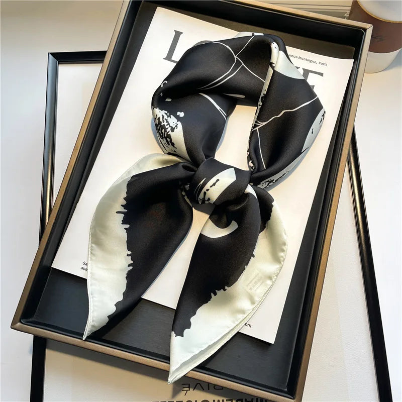 Luxury Silk Square Scarf - 70cm Satin Neck Tie Hair Bandana for Women