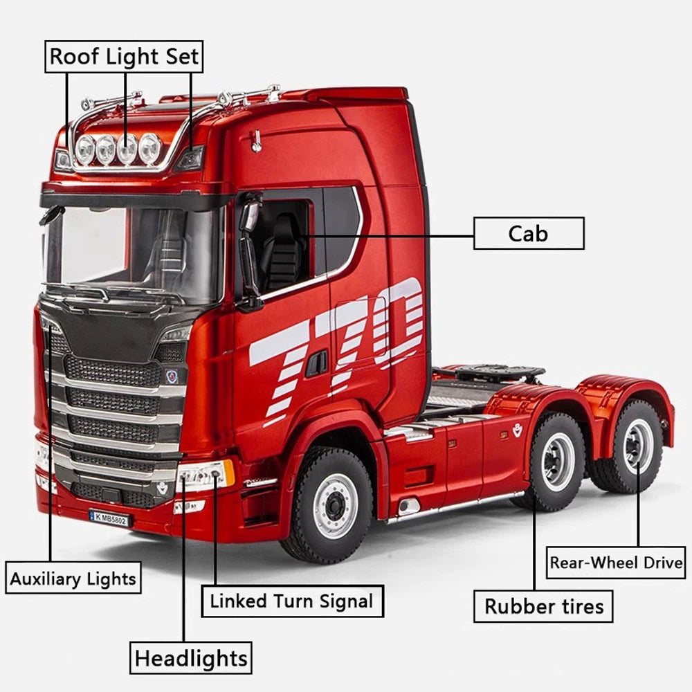 HUINA 1501 770S RC Tractor Truck - 118 Scale Alloy Engineering Vehicle with Lights and Sounds - ZOOMNSTORE
