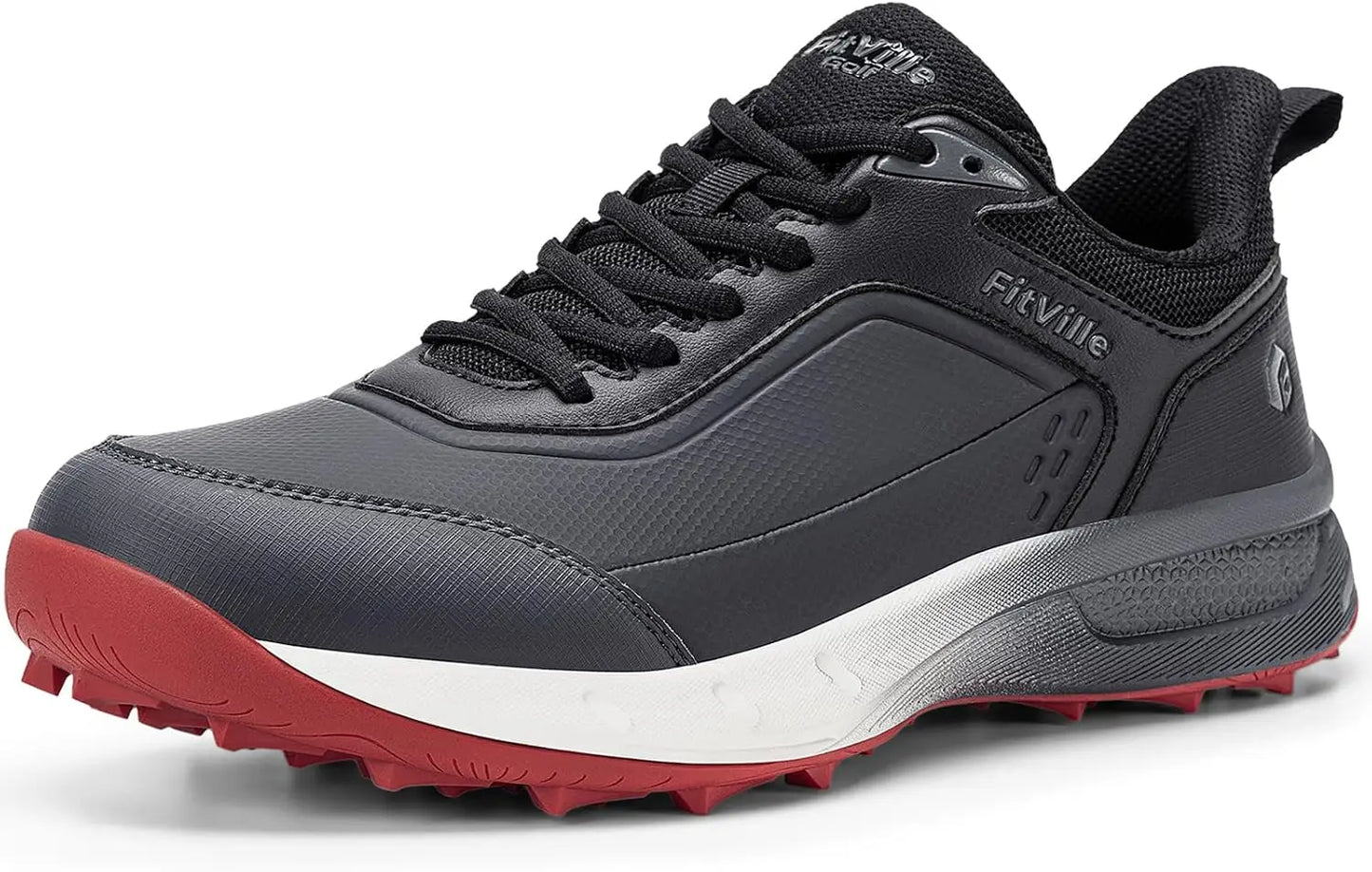 FitVille Men'S Wide Waterproof Spikeless Golf Shoes, High Traction Anti-Slip Sole, Shock Absorption Cushioning Arch Support Professional Golf Trainers, Roomy Toe Box For Wide & Fat Feet