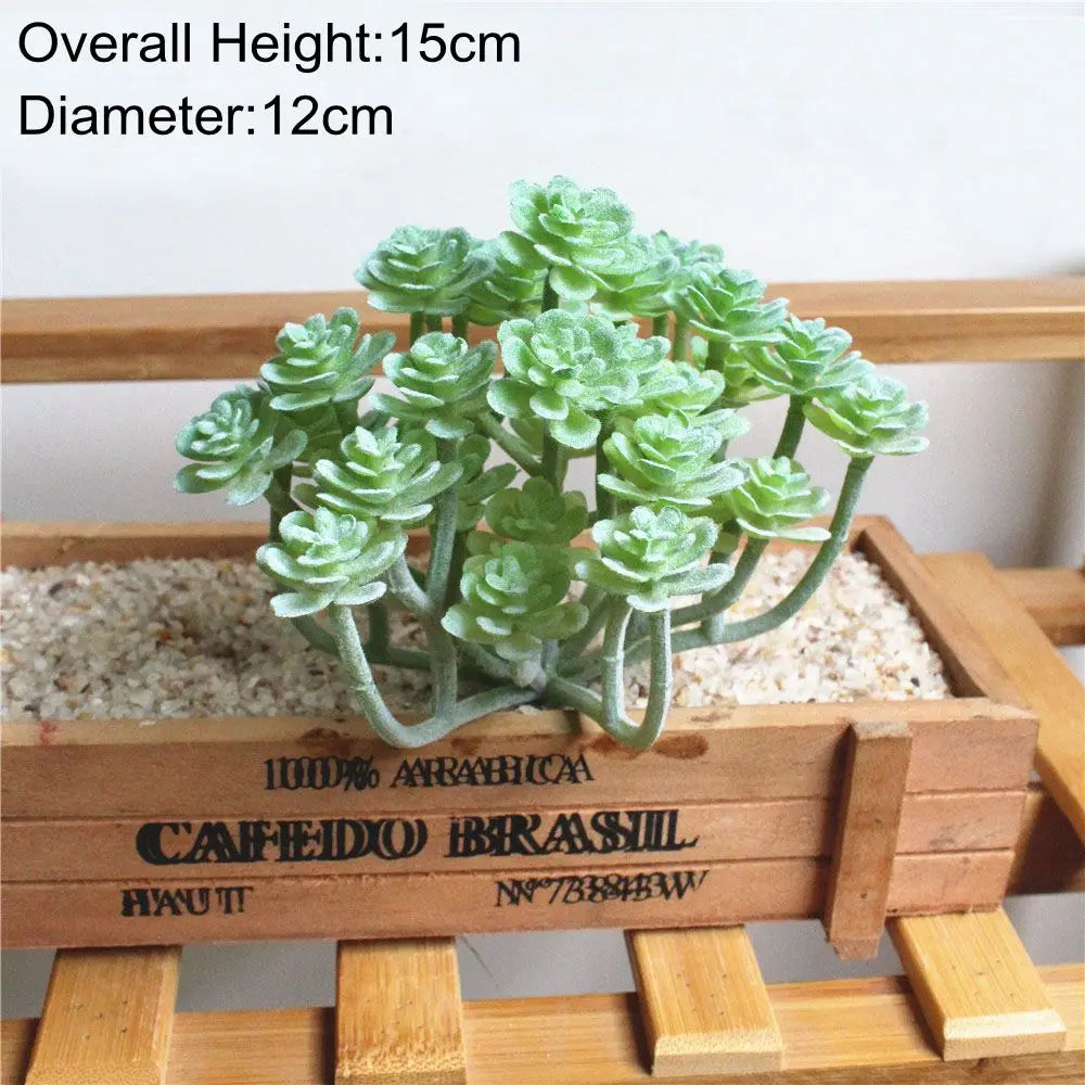 Green Artificial Succulents - Flocking Home Garden Decoration
