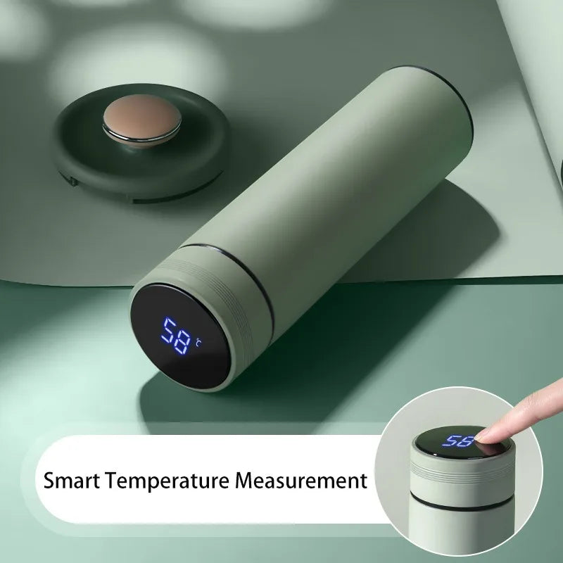 Smart Stainless Steel Water Bottle - 500ml Thermos with Temperature Display Leakproof Vacuum Flask Ideal Coffee Cup Gift - ZOOMNSTORE