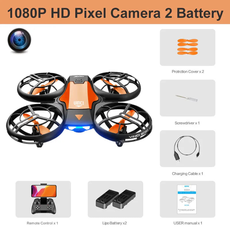 V8 Mini Drone - 4K HD Camera WiFi FPV Height Hold Kids RC Helicopter