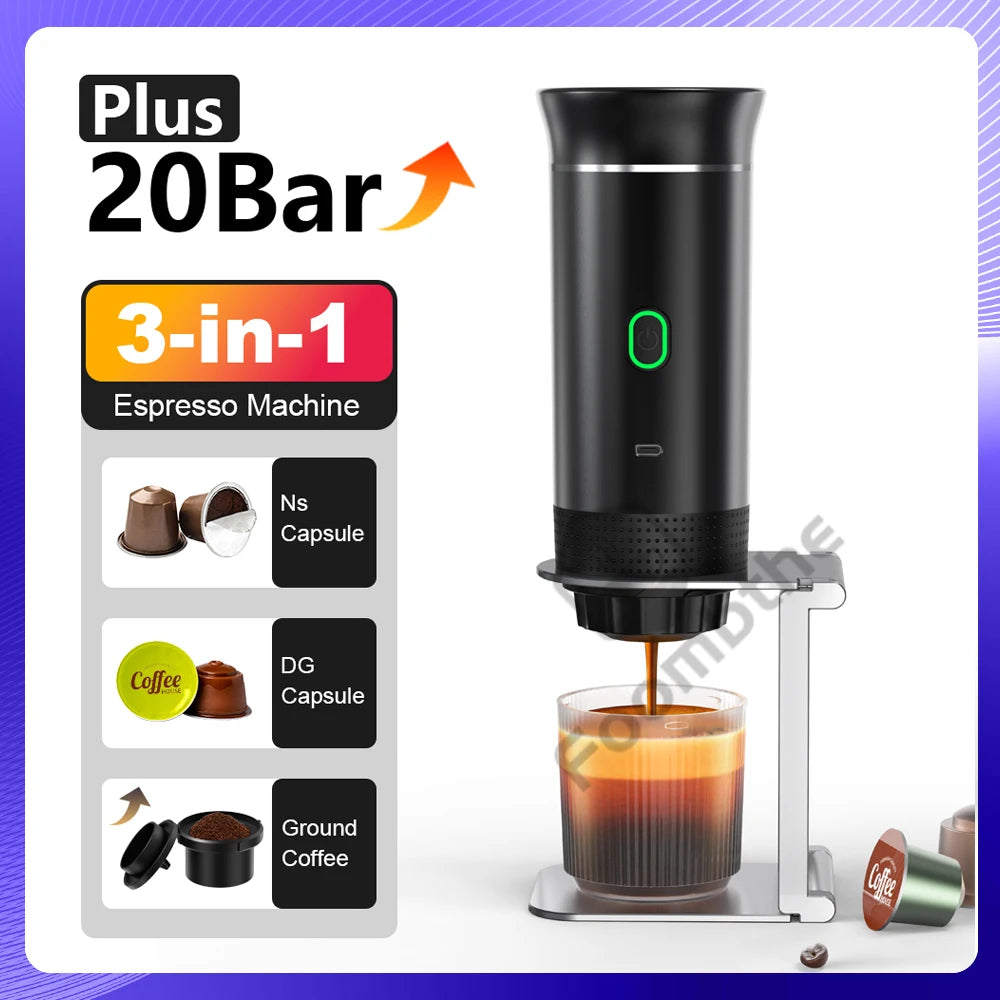 Portable Wireless Espresso Coffee Maker - 3-in-1 Travel Machine for Car Camping - ZOOMNSTORE