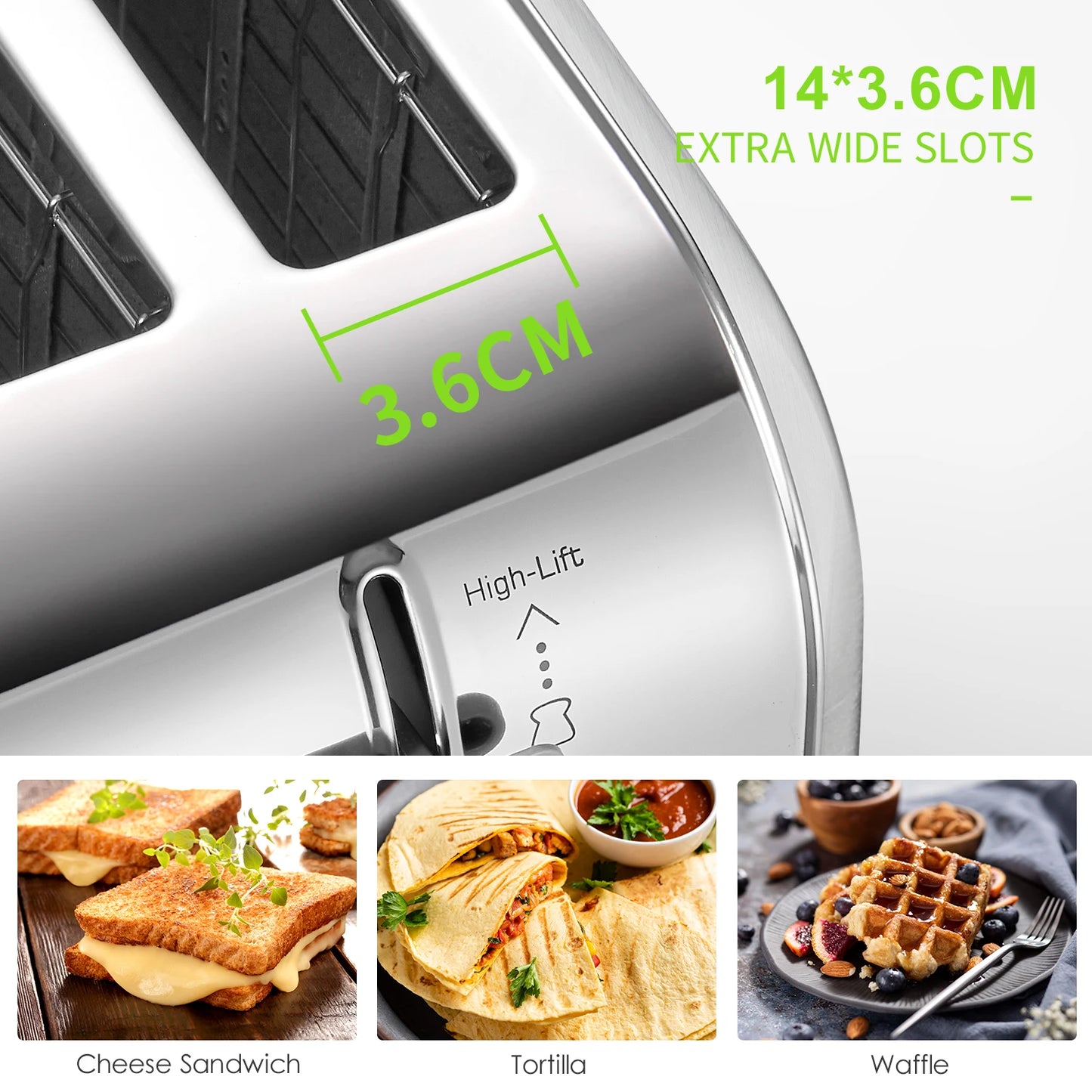 Retro 2-Slice Toaster - Extra Wide Slots 7 Shade Settings DefrostBagelCancel Functions