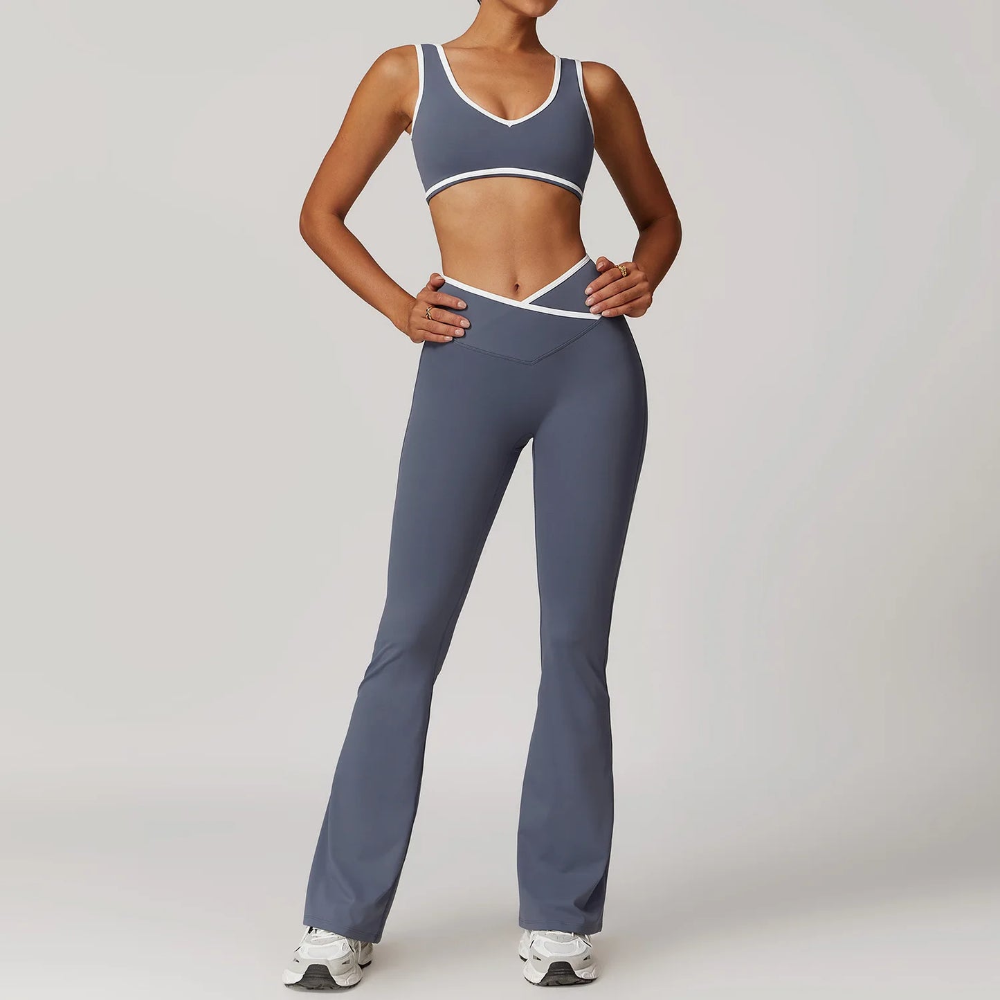 Yoga Workout Set – High Waist Leggings & Sports Bra Outfit | Breathable Fitness Sportswear