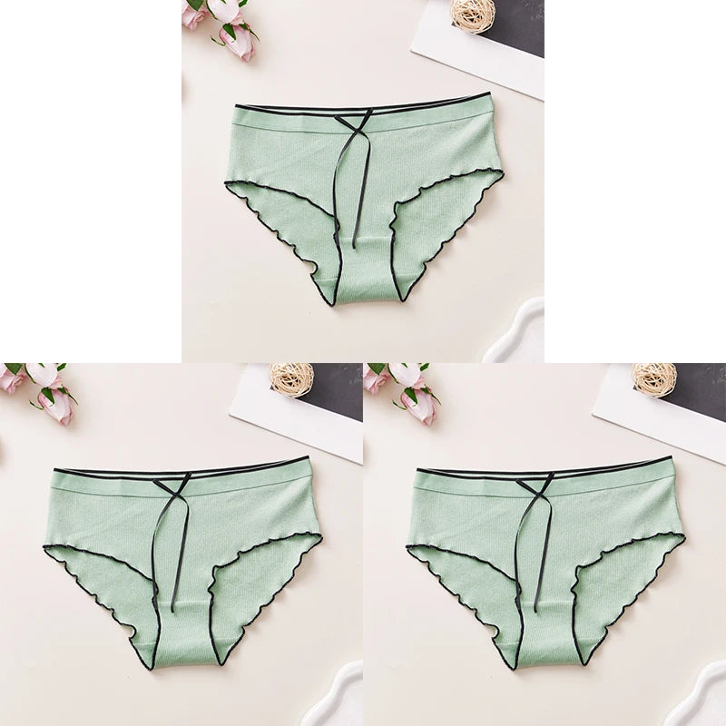 Cotton Women's Panties - Breathable Mid Rise Underwear With Bowknot Design