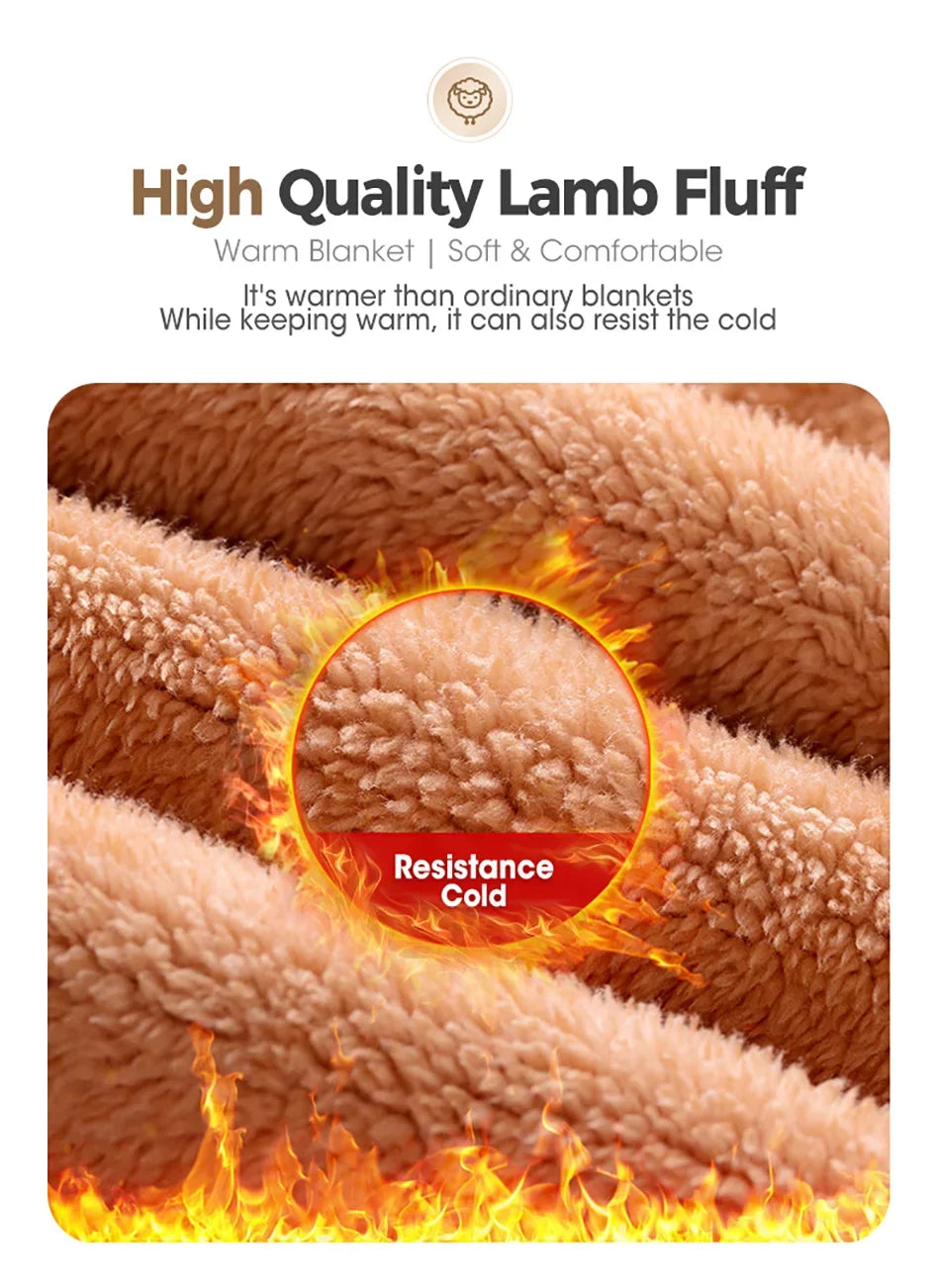 Double-Sided Wool Throw Blanket - Queen Bedspread for Winter Warmth - ZOOMNSTORE