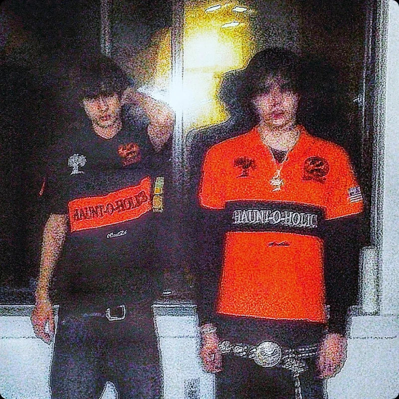 Y2K Haunted Polo Shirt - Halloween Devil Pumpkin Embroidery Gothic Streetwear - ZOOMNSTORE