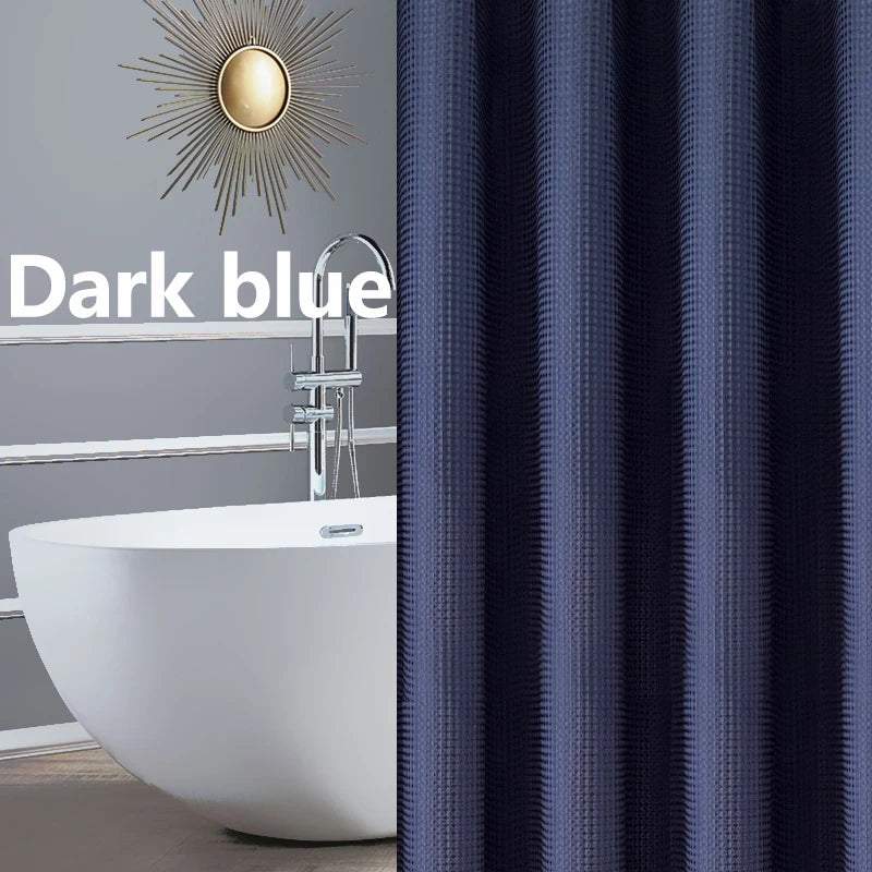 Waterproof Thickened Waffle Shower Curtain - Mildew Resistant Solid Color Bathroom Decor - ZOOMNSTORE