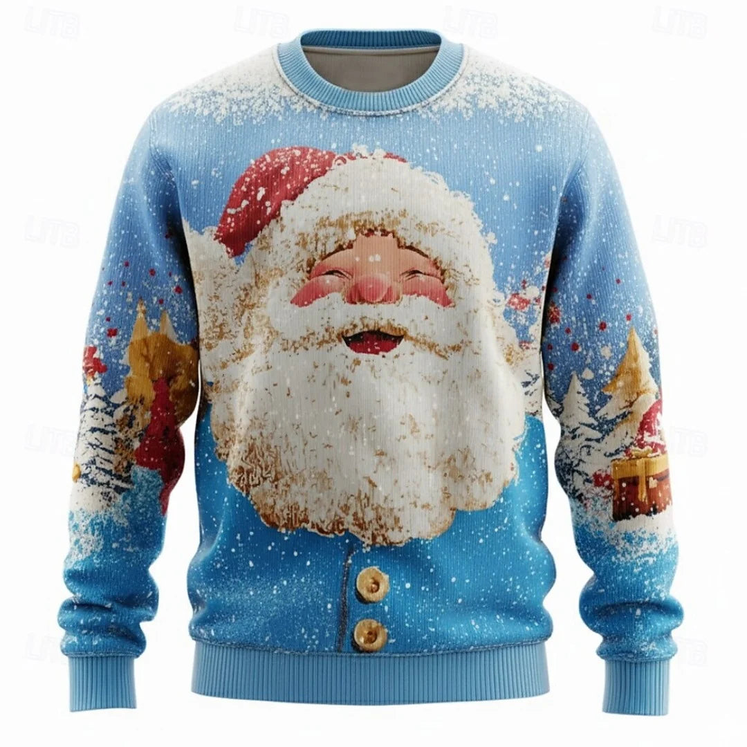 Christmas Hoodies Men – Cozy Cotton Polyester Crewneck Pullover With Santa Claus Print