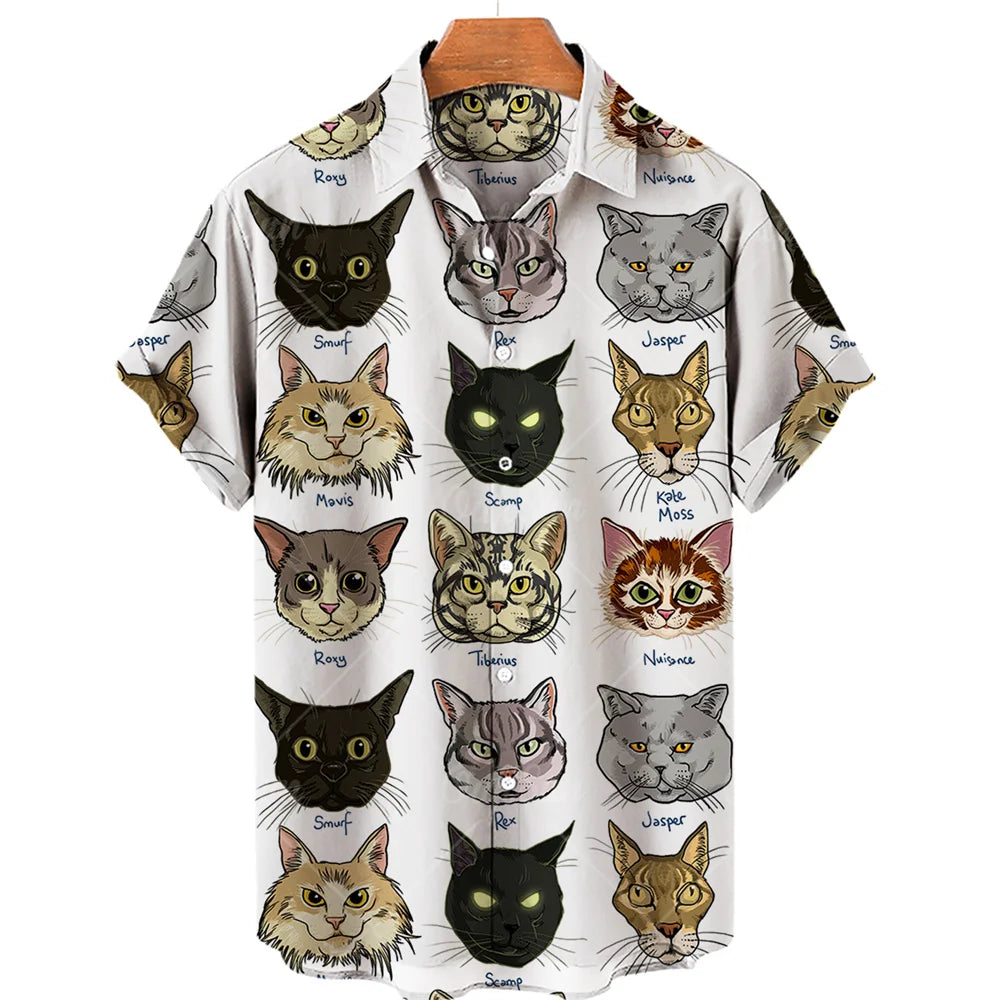 Summer Men's Hawaiian Short Sleeve Printed Shirts Loose Fitting Oversized Social Cartoon Pictures Floral Casual Fashion Clothing