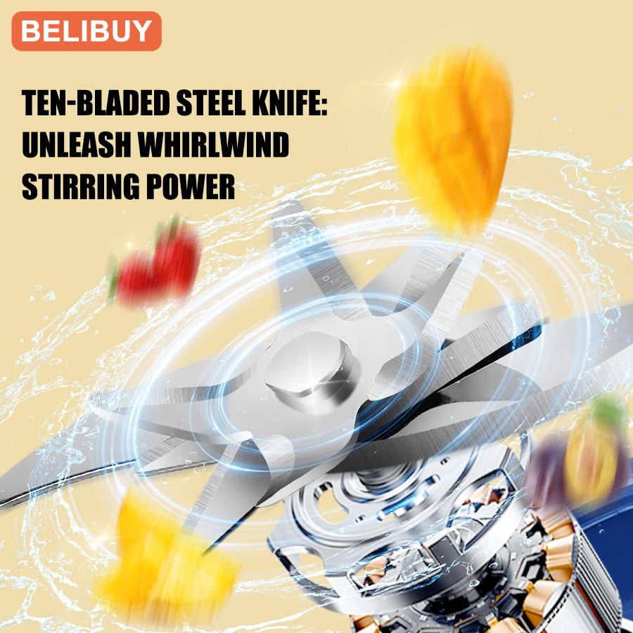 Portable USB Fruit Juicer Blender - Multifunctional Mini Juice Mixer with 6 Blades