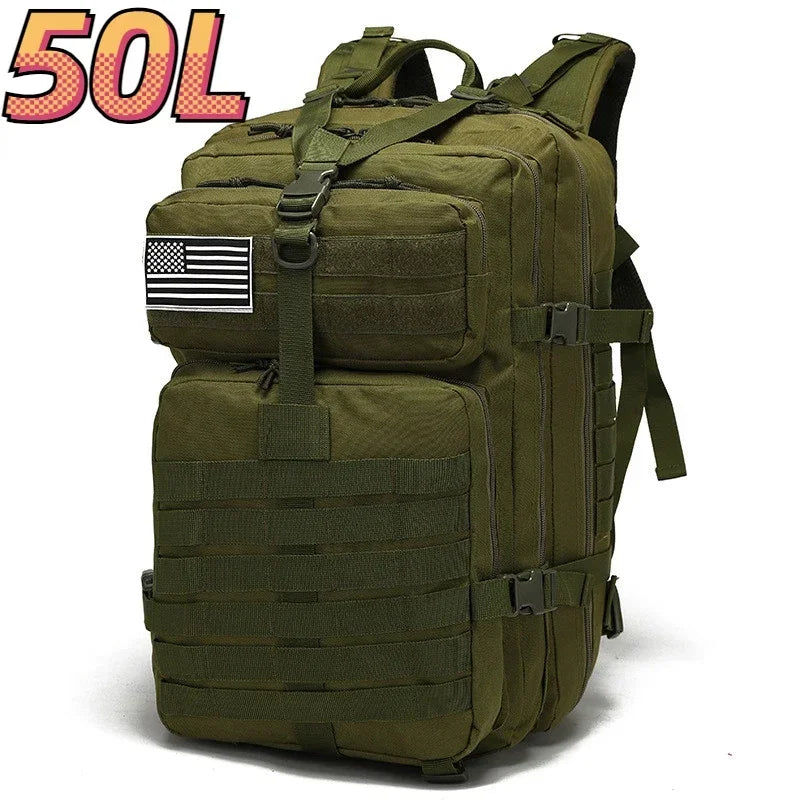 Waterproof Tactical Backpack - 30L50L Nylon Rucksack for Hiking Camping Fishing and Hunting