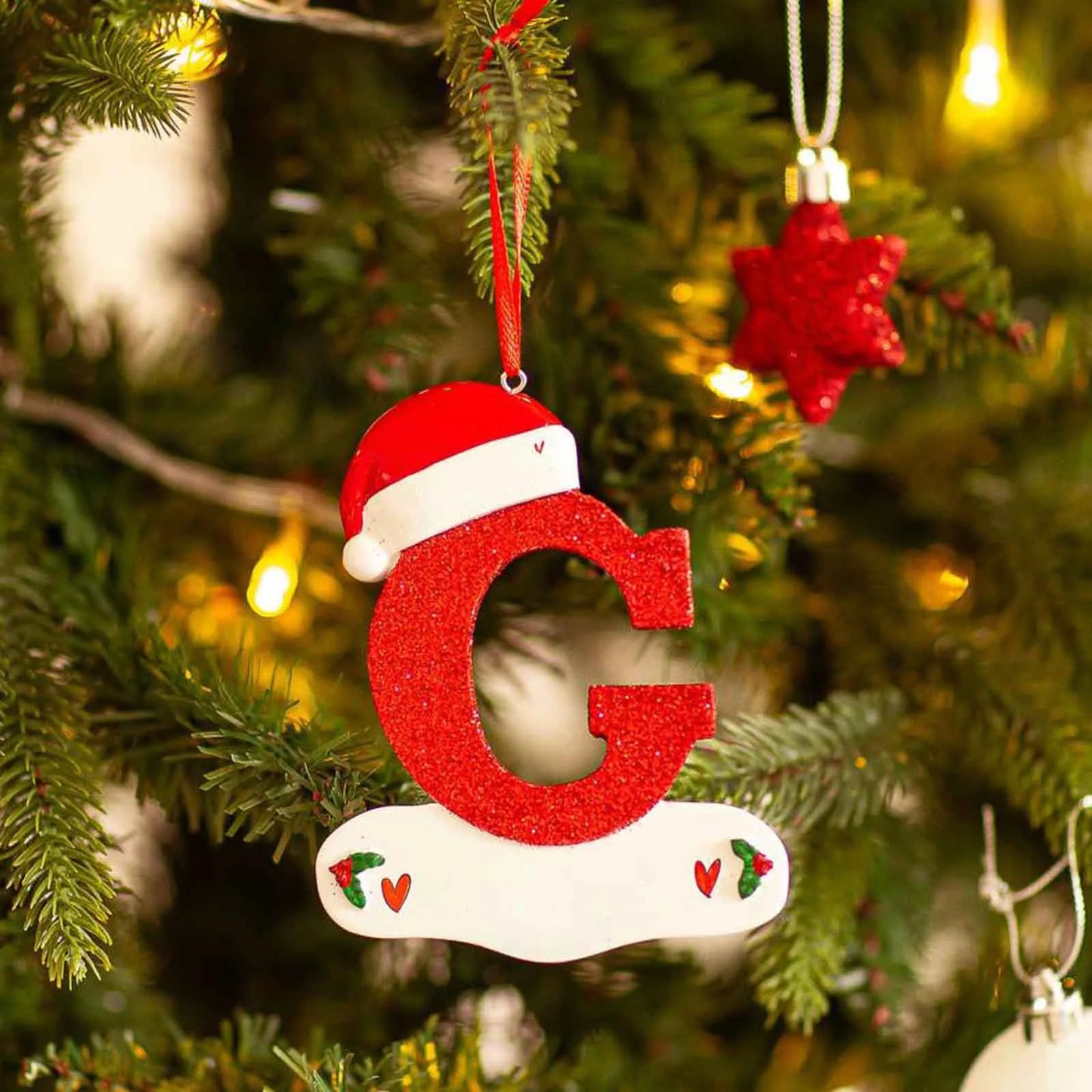 Acrylic Christmas Letter Pendant - DIY Holiday Tree Decoration 26 Letters Ornament