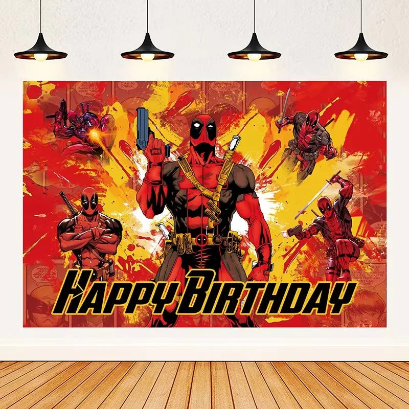 Deadpool Birthday Party Supplies - Disposable Tableware Cake Topper and Banner