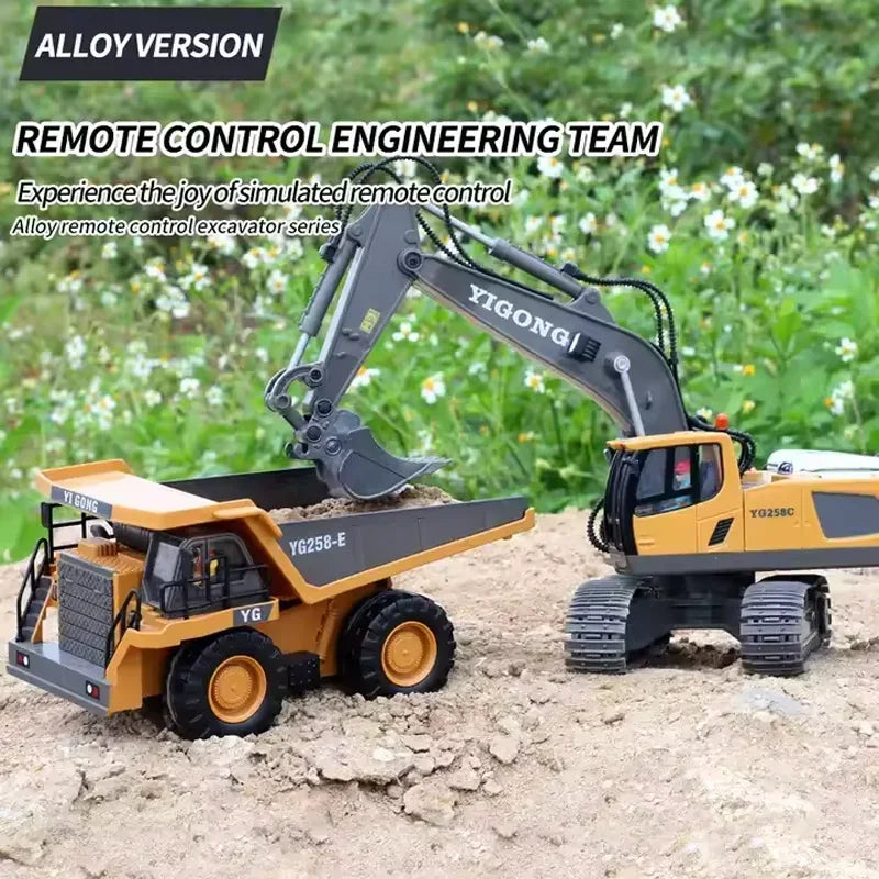 Remote Control Excavator Dump Truck - RC Alloy Plastic Construction Toy for Kids - ZOOMNSTORE