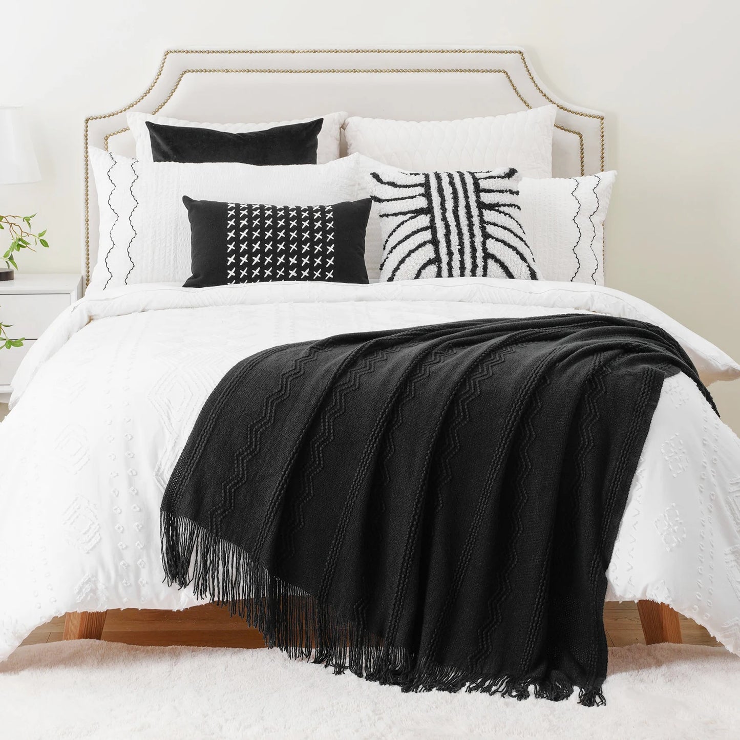 Caramel Knit Throw Blanket - Lightweight Plaid Blanket for Couch and Bed