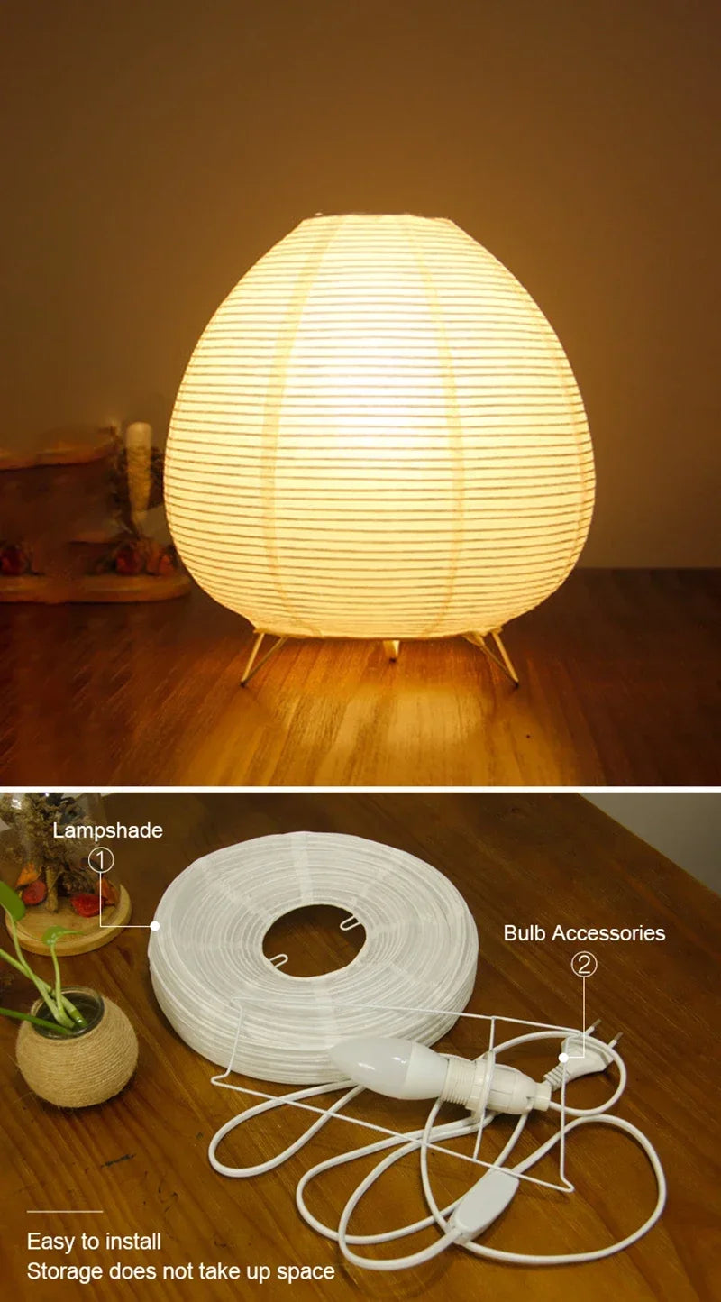 Japanese Lantern LED Table Lamp - Creative Rice Paper Light for Living Room Bedroom Decor - ZOOMNSTORE