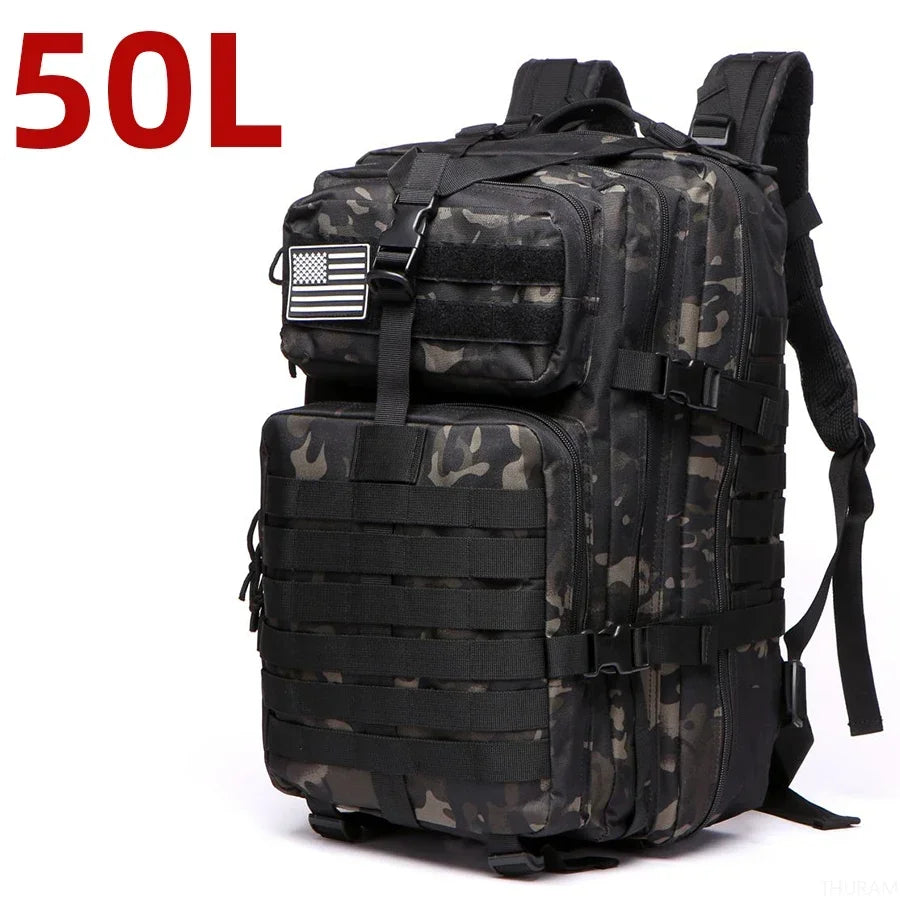 Tactical Waterproof Backpack - 25L50L Nylon Rucksack for Trekking Fishing Hunting Camping Hiking