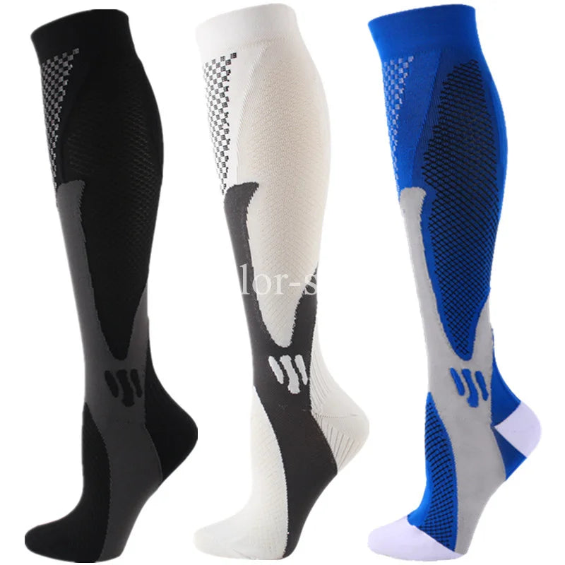 Compression Sports Socks - 3 Pairs Anti Slip Knee High Socks for Football & Basketball