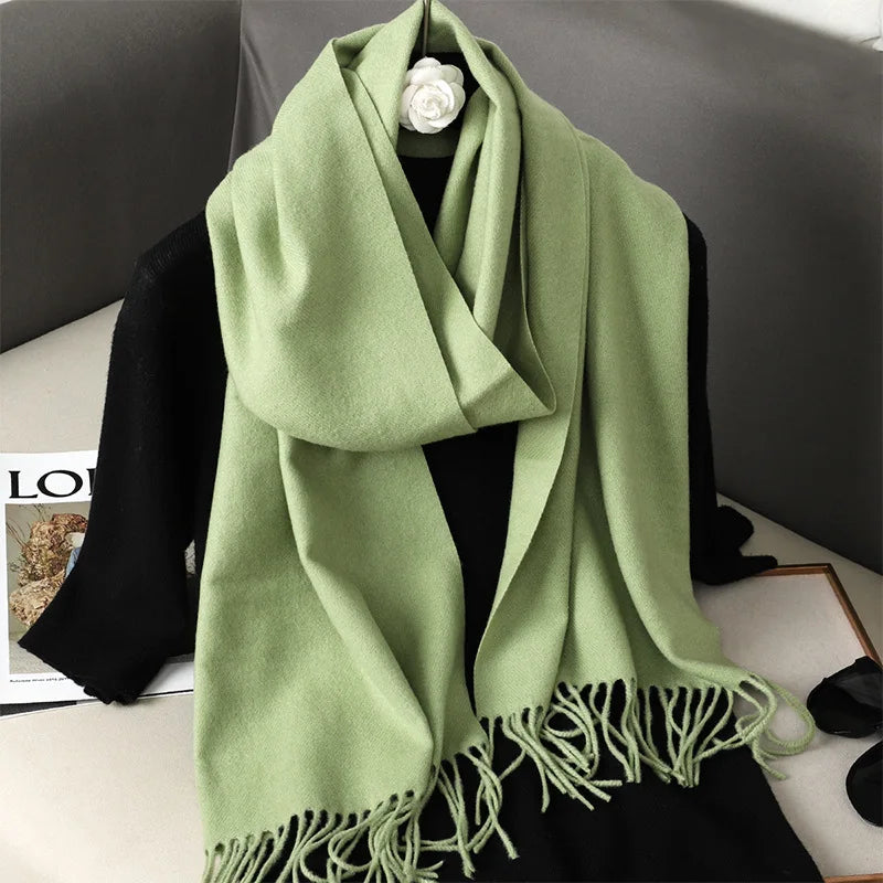 62-Color Cashmere Winter Scarf - Warm Thicken Pashmina Shawl with Tassels