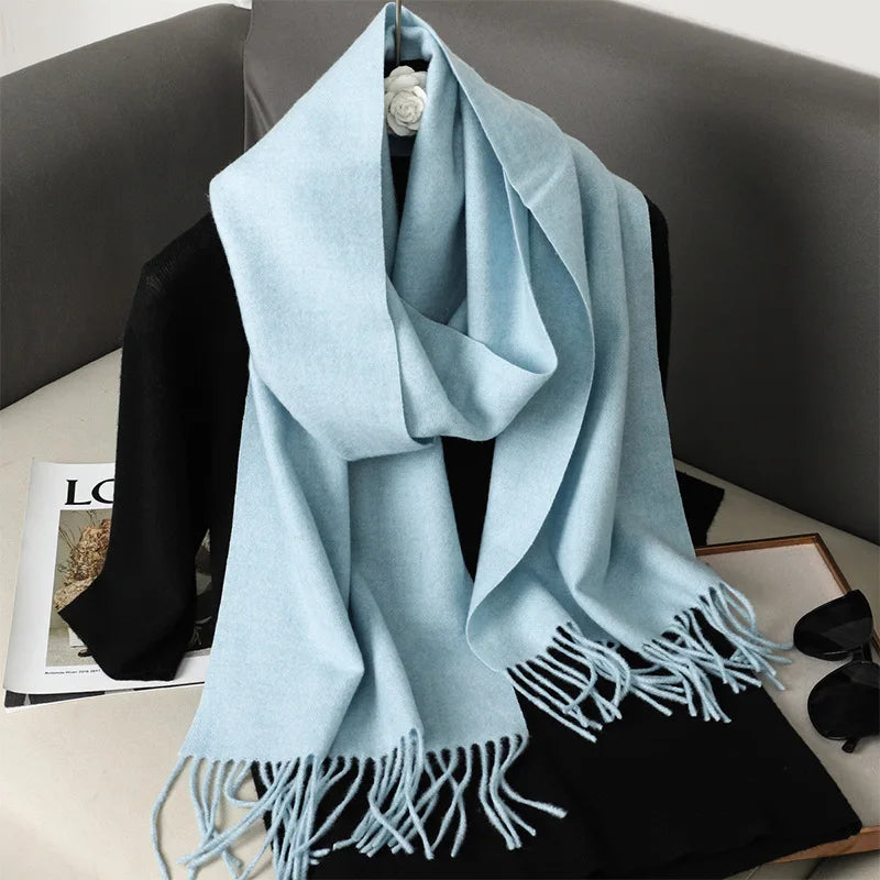 62-Color Cashmere Winter Scarf - Warm Thicken Pashmina Shawl with Tassels