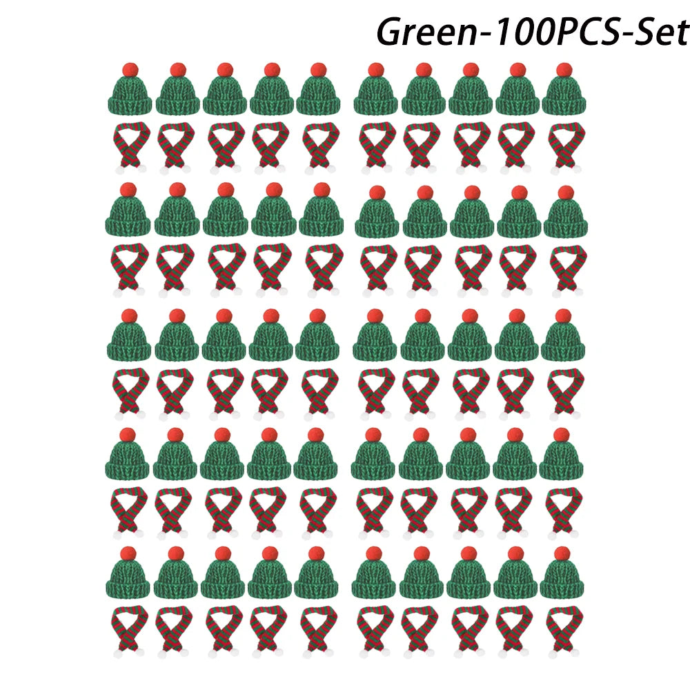 Mini Christmas Hat and Scarf Set - DIY Holiday Party Decoration