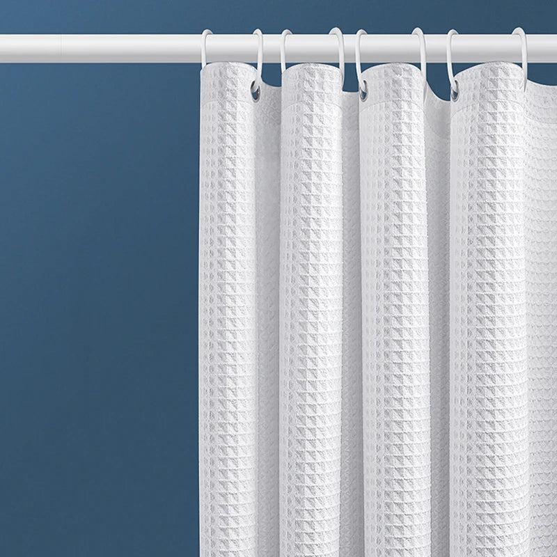 Waterproof Thickened Waffle Shower Curtain - Mildew Resistant Solid Color Bathroom Decor - ZOOMNSTORE