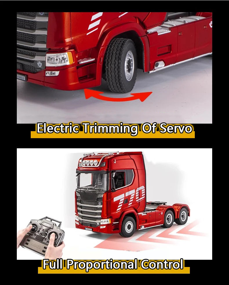 HUINA 1501 770S RC Tractor Truck - 118 Scale Alloy Engineering Vehicle with Lights and Sounds - ZOOMNSTORE
