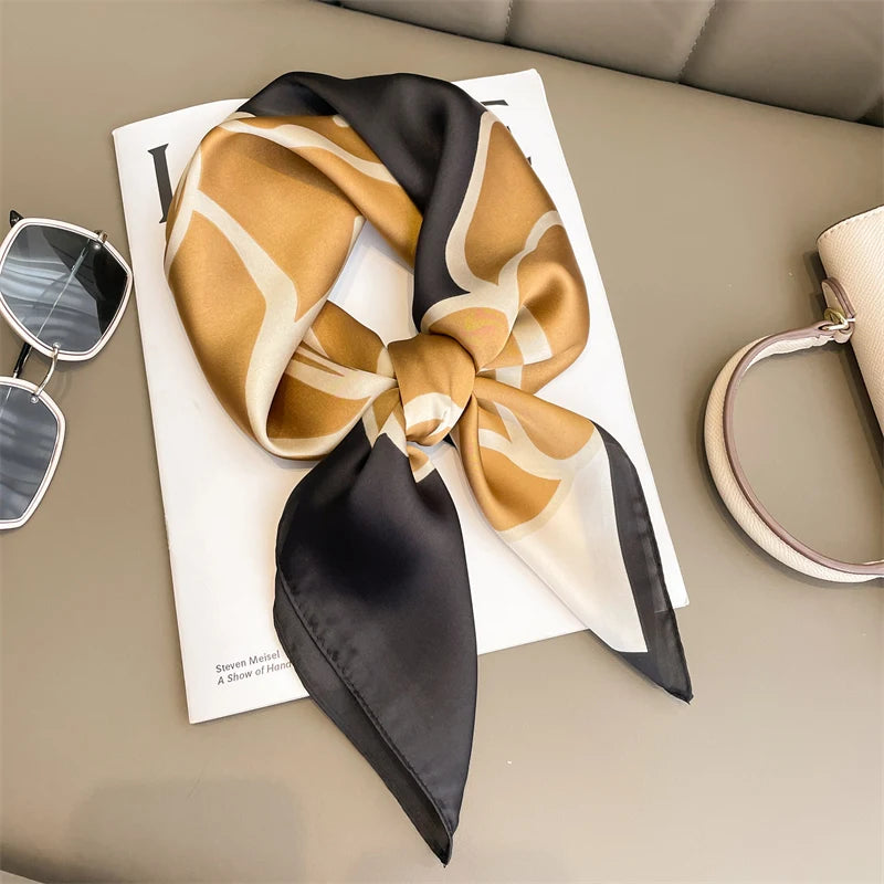 Luxury Silk Plaid Scarf - Soft Satin Neck Hair Tie for Women Foulard Hijab 2021