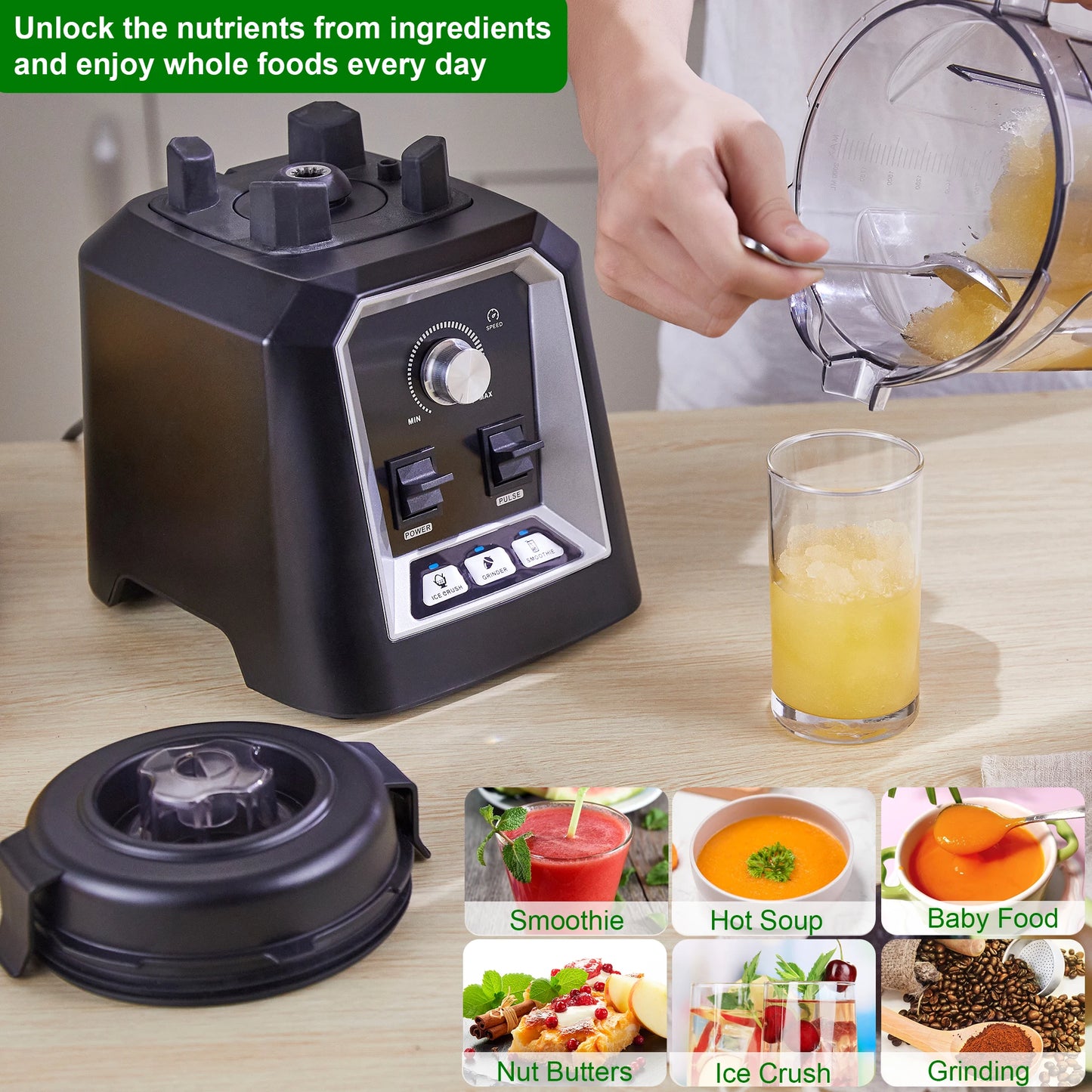 BioloMix Professional Smoothie Blender - BPA-Free 2L Food Mixer Ice Crusher