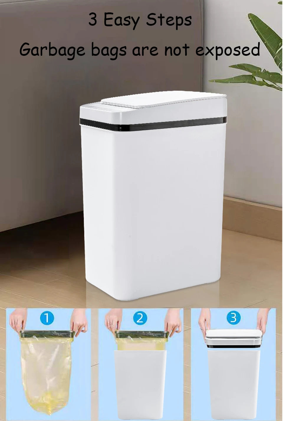 Touchless Trash Can - 12L Motion Sensor Kitchen Bathroom Bin