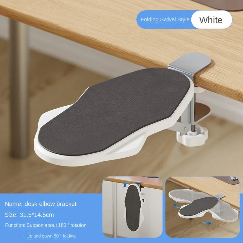 Ergonomic Armrest Pad - Foldable Desk Arm Support Bracket with Rotating Mouse Pad Holder