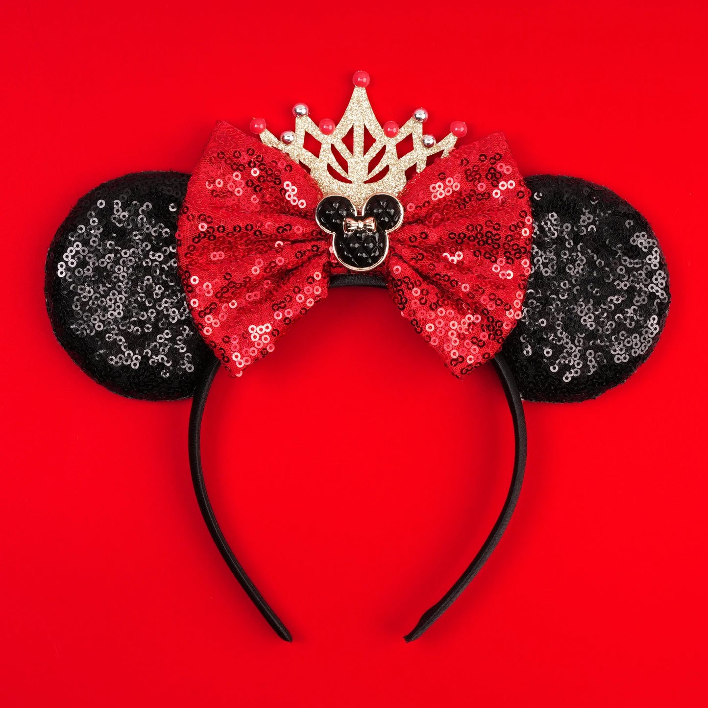 Mickey Mouse Ears Headband - Sequin Hair Bow for Halloween Festival and Cosplay